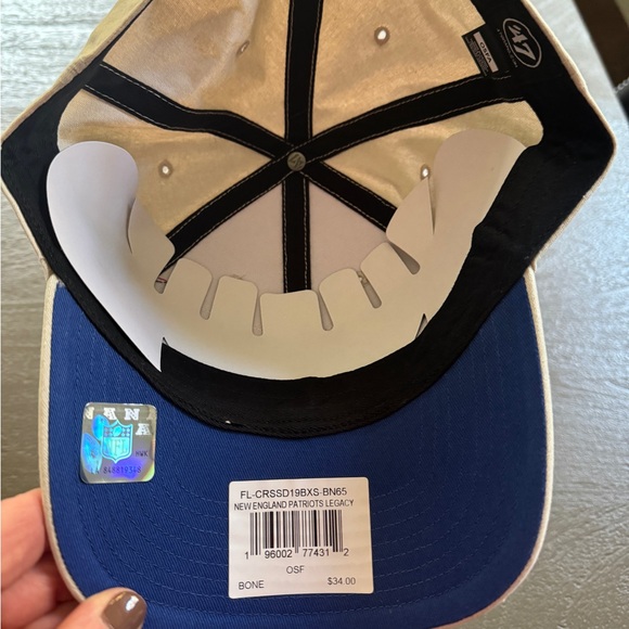 NWT 47 Brand Embroidered Adjustable Patriots Hat, bone with blue and red - Picture 2 of 5